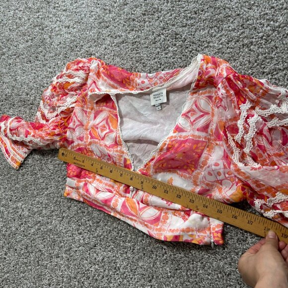 Hemant & Nandita Womens Medium Puff Sleeve Work Cropped Top - Picture 6 of 11